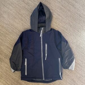 The Children's Place Thermolite Hooded Jacket - Navy Blue & Gray - Size S 5/6